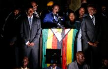 Zimbabwe's former vice president Emmerson Mnangagwa, who is due to be sworn in to replace Robert Mugabe as president, addresses supporters in Harare, Zimbabwe, November 22, 2017. PHOTO BY REUTERS/Mike Hutchings