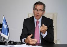 U.N. Special Envoy to Libya Bernandino Leon speaks during an interview with Reuters in Tunisia