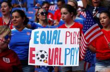 Women's World Cup Semi Final England versus United States in Groupama Stadium, Lyon, France - July 2, 2019 United States fans before the match. PHOTO BY REUTERS/Denis Balibouse