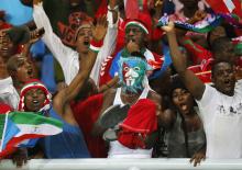 Equatorial Guinea fans celebrate after winning the Group A soccer match against Gabon in the African Cup of Nations in Bata, January 25, 2015. PHOTO BY REUTERS/Amr Abdallah Dalsh