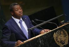 President Faure Essozimna Gnassingbe of Togo addresses attendees during the 70th session of the United Nations General Assembly at the U.N. Headquarters in New York, September 30, 2015. PHOTO BY REUTERS/Carlo Allegri