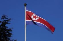 A North Korean flag flies on a mast at the Permanent Mission of North Korea in Geneva, October 2, 2014. PHOTO BY REUTERS/Denis Balibouse