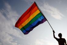 Gay rights activist Chi Chia-wei waves a rainbow flag during a rally to support the upcoming same-sex marriage referendum, in Taipei, Taiwan, November 18, 2018. PHOTO BY REUTERS/Tyrone Siu