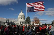 Activists hold a "Fire Drill Fridays" climate change protest outside the U.S. Capitol in Washington, U.S., November 1, 2019. PHOTO BY REUTERS/Siphiwe Sibeko