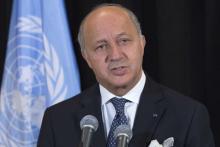 French Foreign Minister Laurent Fabius speaks during a news conference following his address to the high-level meeting on Islamist groups in the Sahel region