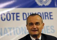 Gerard Araud, permanent representative of France to the United Nations, attends a meeting with U.N. Security Council members in Abidjan