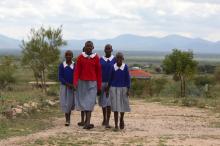 Students arrive at the start of a social event advocating against harmful practices such as Female Genital Mutilation (FGM) at the Imbirikani Girls High School in Imbirikani, Kenya, April 21, 2016. PHOTO BY REUTERS/Siegfried Modola