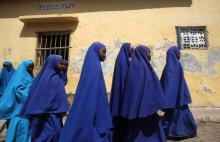 Somali student walk to attend classes at Bustaale Primary and Secondary school in capital Mogadishu, June 18, 2014. PHOTO BY REUTERS/Ismail Taxta