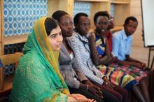 Pakistani Nobel Peace Prize laureate Malala Yousafzai talks to Burundian refugee girls at the Mahama refugee camp, Rwanda, July 14, 2016. PHOTO BY REUTERS/Katy Migiro