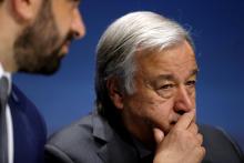 United Nations Secretary-General Antonio Guterres attends Lisboa+21 conference in Lisbon, Portugal, June 23, 2019. PHOTO BY REUTERS/Rafael Marchante