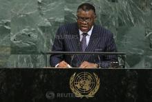 Namibian President Hage Geingob addresses the 72nd United Nations General Assembly at U.N. headquarters in New York, U.S., September 20, 2017. PHOTO BY REUTERS/Lucas Jackson