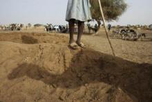 A camel casts a shadow next to its herder at a watering hole outside the town of Aleg, Mauritania, May 25, 2012. PHOTO BY REUTERS/Joe Penney