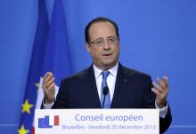 France's President Francois Hollande addresses a news conference during a European Union leaders summit in Brussels