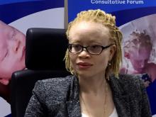 United Nations' first independent expert on albinism, Ikponwosa Ero, addresses the media in Kenya's capital Nairobi, November 16, 2016. PHOTO BY REUTERS/Katy Migiro