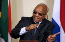 President of South Africa Jacob Zuma gestures during a news briefing with Dutch Prime Minister Mark Rutte (not pictured) at the Union Buildings in Pretoria, November 17, 2015. REUTERS/Siphiwe Sibeko