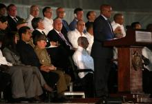 South Africa's President Jacob Zuma addresses the crowd. PHOTO BY REUTERS/Carlos Garcia Rawlins