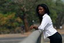 Jane Jegede, 20-year-old student and young voter, poses in Abuja, Nigeria February 1, 2019. When asked about her expectations from the election, Jane said: "My hopes from this election is that God's will be done. I consider voting is important because it's my civic duty to Nigeria. I hope the winner of this election will look into security, development of the tourism sector and help revamp the falling standard of education." PHOTO BY REUTERS/Afolabi Sotunde