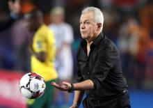 Egypt coach Javier Aguirre with the match ball during Africa Cup of Nations 2019 Round of 16 Egypt v South Africa, Cairo International Stadium, Cairo, Egypt, July 6, 2019. PHOTO BY REUTERS/Amr Abdallah Dalsh during 