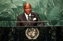 Guinea-Bissau's President Jose Mario Vaz addresses the United Nations General Assembly in the Manhattan borough of New York, U.S., September 21, 2016. PHOTO BY REUTERS/Eduardo Munoz
