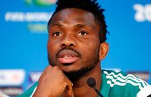 Nigeria's Joseph Yobo addresses the media during a news conference, June 20, 2014. PHOTO BY REUTERS/Michael Dalder