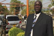 South Sudan's Defence Minister Kuol Manyang Juuk, poses for a photo after a cabinet meeting in Juba