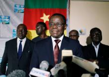  Maurice Kamto, a presidential candidate of Renaissance Movement (MRC), reacts as he holds a news conference at his headquarter in Yaounde, Cameroon, October 8, 2018. PHOTO BY REUTERS/Zohra Bensemra