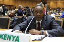 Kenya's President Uhuru Kenyatta attends the opening ceremony of the 22nd Ordinary Session of the African Union summit in Ethiopia's capital Addis Ababa