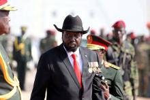 South Sudan's president Salva Kiir attends a medals awarding ceremony for long serving servicemen of the South Sudan People's Liberation Army (SPLA) in the Bilpam, military headquarters in Juba, South Sudan, January 24, 2019. PHOTO BY REUTERS/Samir Bol