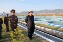 North Korean leader Kim Jong Un gives field guidance at the 810 army unit’s Salmon farms in this undated photo released by North Korea's Korean Central News Agency (KCNA) in Pyongyang. PHOTO BY REUTERS/KCNA
