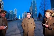 North Korean leader Kim Jong Un provides field guidance at the construction site of Ryomyong Street in this undated picture provided by KCNA in Pyongyang on March 16, 2017. PHOTO BY REUTERS/KCNA