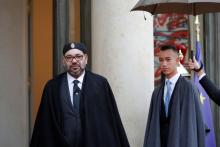 Morocco's King Mohammed VI and his son Crown Prince Moulay Hassan arrive at the Elysee Palace as part of the commemoration ceremony for Armistice Day, 100 years after the end of the First World War, in Paris, France, November 11, 2018. PHOTO BY REUTERS/Philippe Wojazer