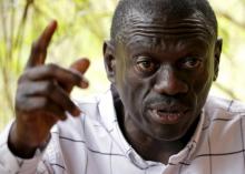 Opposition leader Kizza Besigye speaks during a news conference at his home at the outskirts of Kampala, Uganda, February 21, 2016. PHOTO BY REUTERS/Goran Tomasevic