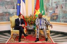 French President Emmanuel Macron attends a meeting with Burkina Faso's President Roch Marc Christian Kabore at the Presidential Palace in Ouagadougou, Burkina Faso, November 28, 2017. PHOTO BY REUTERS/Ludovic Marin