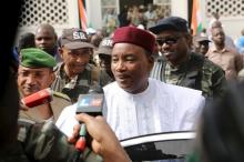 Niger's incumbent President Mahamadou Issoufou speaks to journalists after voting during the country's presidential and legislative elections in Niamey, Niger, February 21, 2016. PHOTO BY REUTERS/Joe Penney