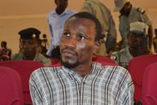 Mahamat Mustapha Bananaye, a man accused of being a high ranking member of insurgent group Boko Haram, attends his trial in N'Djamena, Chad, August 26, 2015. PHOTO BY REUTERS/Moumine Ngarmbassa