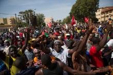 People march against Burkina Faso President Blaise Compaore's plan to change the constitution to stay in power in Ouagadougou, capital of Burkina Faso, October 29, 2014. PHOTO BY REUTERS/Joe Penney