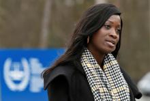 Former Ivory Coast President Laurent Gbagbo's daughter Marie Laurence is seen during an interview in front of the International Criminal Court in The Hague, Netherlands, January 16, 2019. PHOTO BY REUTERS/Piroschka van de Wouw