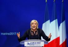 Marine Le Pen, French National Front (FN) political party leader and candidate for French 2017 presidential election, addresses supporters during a political rally in Metz, France, March 18, 2017. PHOTO BY REUTERS/Vincent Kessler