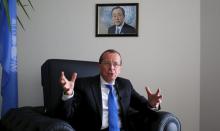 Martin Kobler, United Nations Special Representative and Head of the U.N. Support Mission in Libya, speaks during an interview with Reuters in Tunis, Tunisia, April 6, 2016. PHOTO BY REUTERS/Zoubeir Souissi