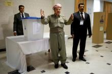 Iraqi Kurdish President Masoud Barzani casts his vote during Kurds independence referendum in Erbil, Iraq, September 25, 2017. PHOTO BY REUTERS/Azad Lashkari