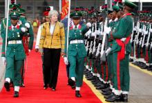 Britain's Prime Minister Theresa May inspects a Guard of Honour as she arrives in Abuja, Nigeria, August 29, 2018. PHOTO BY REUTERS/Afolabi Sotunde