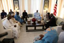 Gambia's President-elect Adama Barrow meets with delegation of West African leaders on election crisis in Banjul, Gambia, December 13, 2016. PHOTO BY REUTERS/Afolabi Soktunde