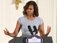 U.S. first lady Michelle Obama speaks as she presents the 2014 National Medal for Museum and Library Service at the White House in Washington