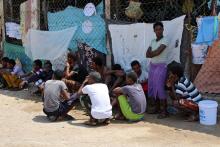 African migrants sit in a deportation center in Aden, Yemen, March 17, 2018. PHOTO BY REUTERS/Fawaz Salman