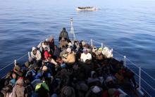 Migrants are seen as they are rescued by Libyan coast guards in the Mediterranean Sea off the coast of Libya, January 15, 2018. PHOTO BY REUTERS/Hani Amara