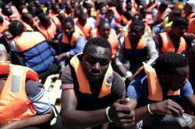 Migrants are seen aboard of Migrant Offshore Aid Station (MOAS) rescue vessel Phoenix during a rescue operations in the international waters between Malta and Libya on August 10,2016. PHOTO BY REUTERS/Yara Nardi