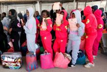 Illegal African migrants arrive at Mitiga International Airport before their voluntary return to their countries, east of Tripoli, Libya, March 23, 2017. PHOTO BY REUTERS/Ismail Zitouny