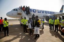 Gambian migrants deported from Libya arrive at the airport in Banjul, Gambia, April 4, 2017. PHOTO BY REUTERS/Luc Gnago