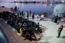 Migrants arrive at a naval base after they were rescued by Libyan Navy, in Tripoli, Libya, November 4, 2017. PHOTO BY REUTERS/Ahmed Jadallah