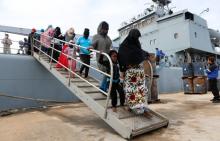 Migrants arrive at a naval base after they were rescued by Libyan coast guards in Tripoli, Libya, December 16, 2017. PHOTO BY REUTERS/Ismail Zitouny